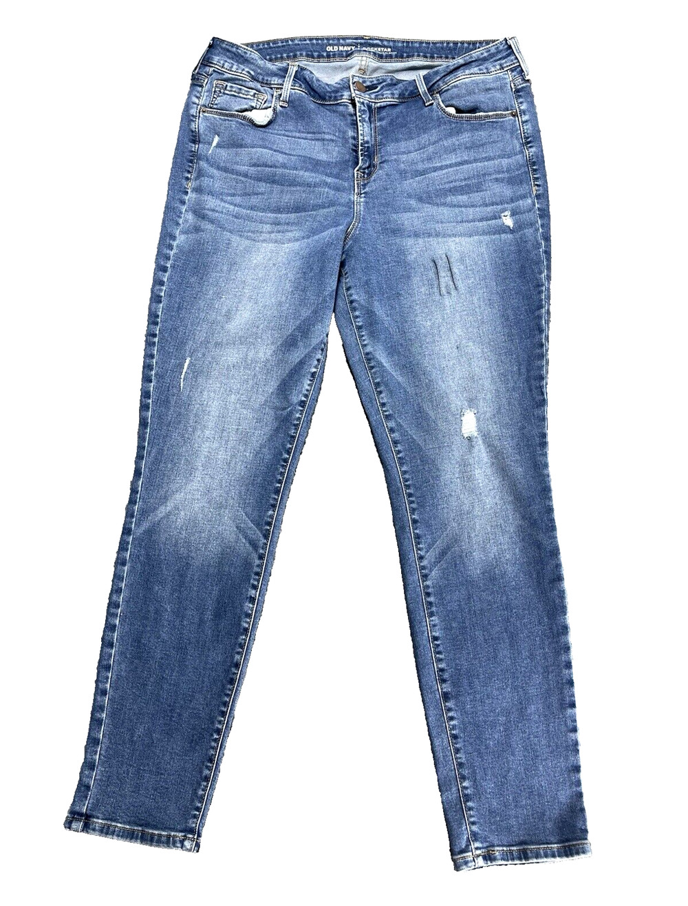 Old Navy Rockstar Jeans Womens Size 14 Mid-Rise Slim Fit Distressed 5 Pockets